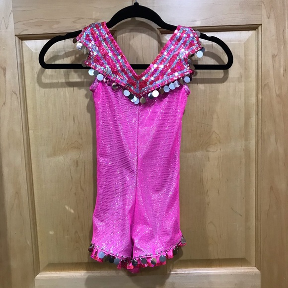 custom Costumes Custom Competition Dance Costume Pink Sequins